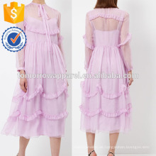 New Fashion Lila Krawatte Kleid Mit Rüschen Maxi Täglichen Kleid Herstellung Großhandel Mode Frauen Bekleidung (TA5183D)